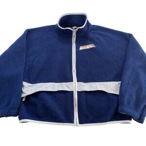 Nike Navy Fleece Jacket Swoosh Sherpa, Hologram Iridescent Logo, Womens Size S